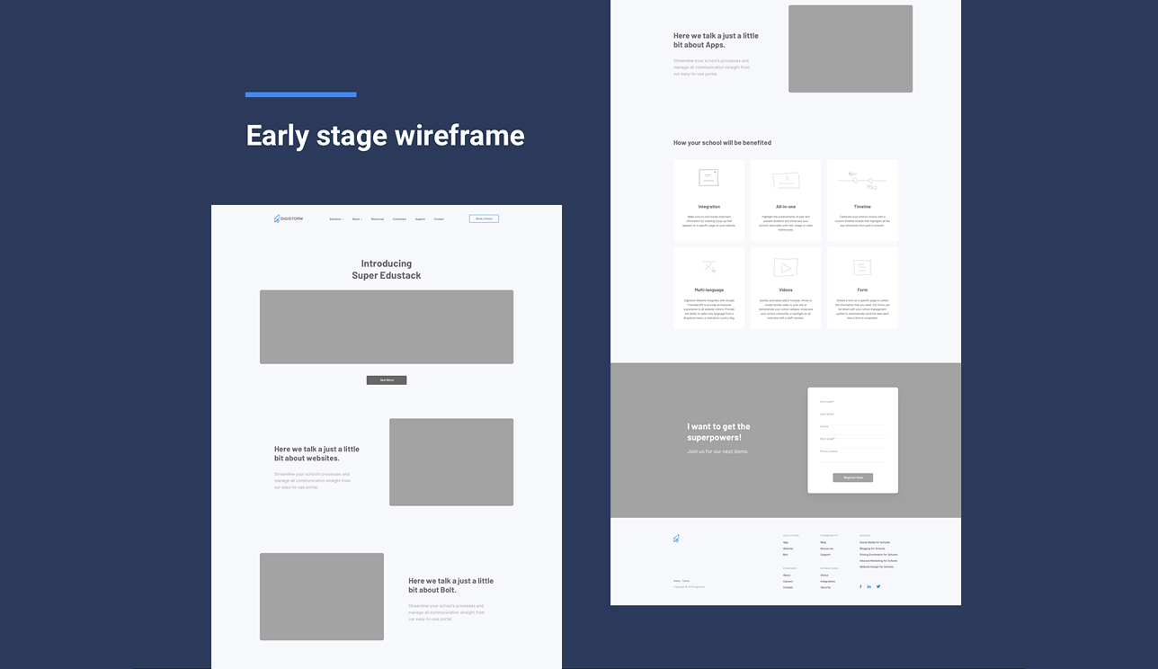 Digistorm — wireframes