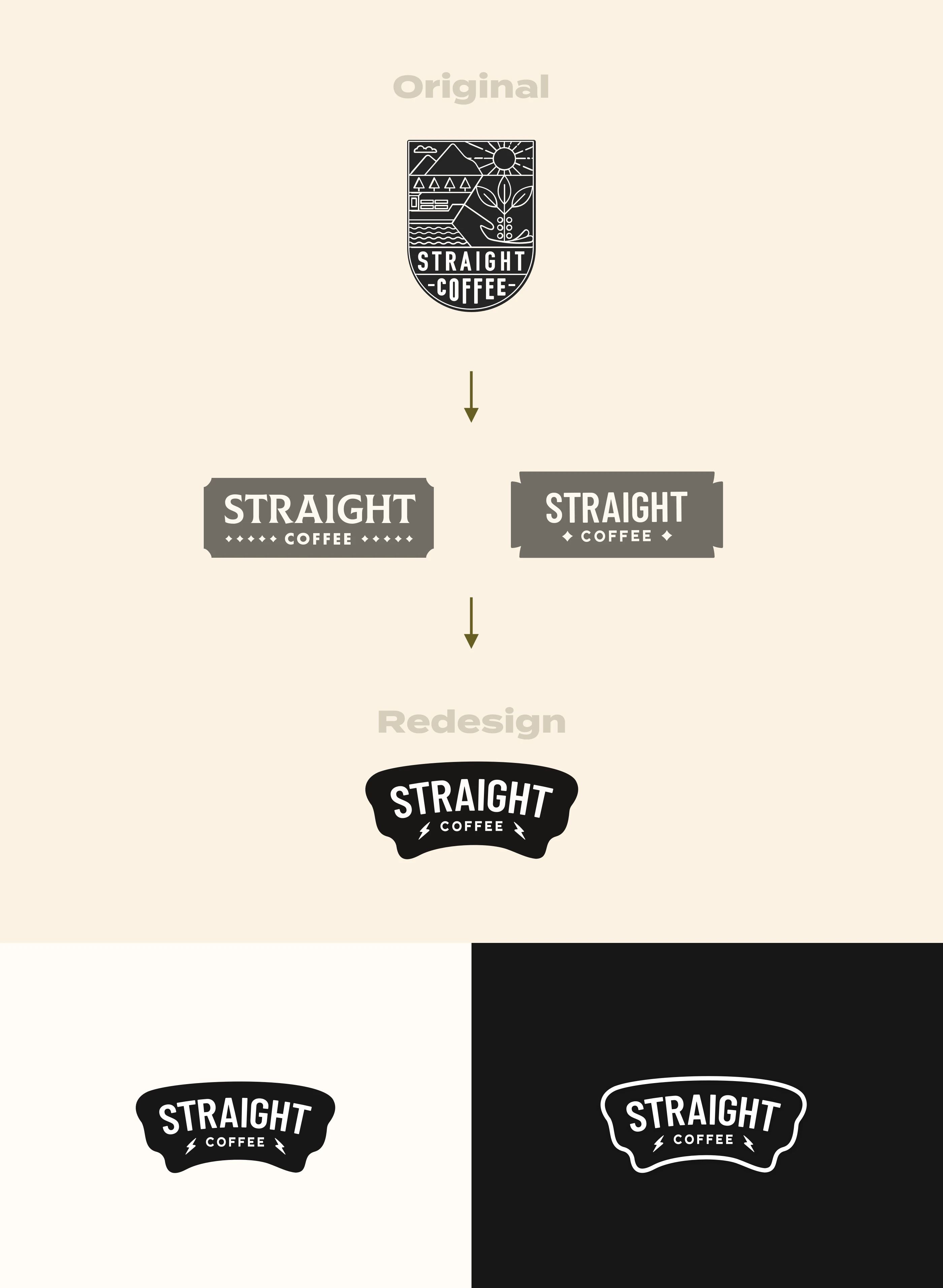Straight Coffee — logo process and exploration