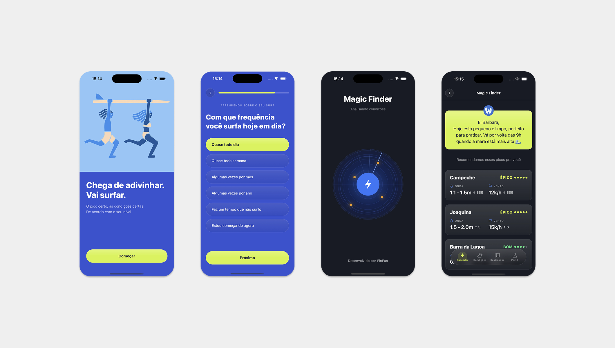 Wavy app — main screens