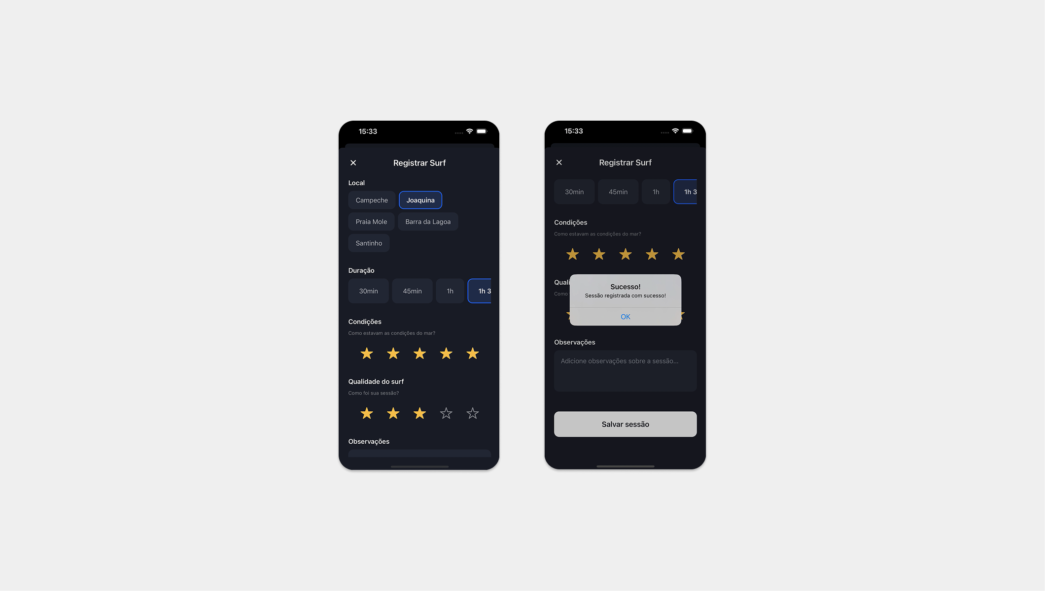 Wavy app — rating system (Poor → Epic)